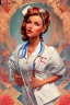 Placeholder: Retro-futuristic intricately drawn nurse Pin up Poster, detailed face. Beautiful woman. in the style of Full body hiphop streetwear drip highly detailed, hyperdetailed painting, complex, 8K, HD