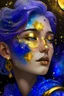 Placeholder: Mixed painting DIN Golden shining Moon and stars Face gray with dark blue gold and brick with dusty purple, watercolor. #sjadestudio