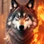 Placeholder: wolf, fire, forest, masterpiece, expert, 8K, hyperrealism, sharp focus, cinematic lighting, brown