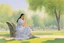 Placeholder: a woman sitting in a park by artist "Amedeo Bocchi"