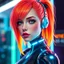 Placeholder: a pretty cyberpunk girl, android, bright hair, futuristic