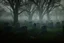 Placeholder: Creepy graveyard near the forest at night, 4k