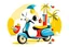 Placeholder: cool fun beach brand beach wear random design seaside bucket and spade vespa sunshine abstract objects like havana brand full page like basqiat