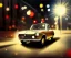 Placeholder: fiat 125p, city. high speed. bokeh. lens flare. warm lights. high detailed. oil on canvas