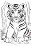 Placeholder: coloring page for kids, tiger, thick outline, low details, no shading, no color