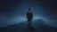 Placeholder: A solitary androgynous figure seen from behind, carrying an oversized heavy backpack, walking alone along a long winding road suspended in a vast dark sky. Surreal abstract dreamscape, the road curving into endless darkness, subtle mist and distant blurred figures moving ahead, atmosphere of change, uncertainty and emotional weight, but not hopeless. Dark blue, charcoal and muted purple tones, poetic digital art, etheral, atmospheric