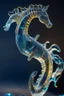 Placeholder: glass sea horse sculpture with indentations, art, 4k, hi detail, trending art, depth of field, volumetric light, dramatic lights