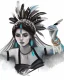 Placeholder: портрет девушки с красивым лицом, в богатых украшениях, с перьями на голове и бусы на шее