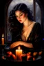 Placeholder: RealvisionxL, Artwork by Albert Lynch, sinking deep into bittersweet melancholia, dark sad eyes, long dark hair, pale skin, night