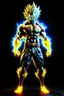 Placeholder: realistic 3d rendering of goku super saiyan fused aquaman, surrounded by lightning, big muscular, full body photography, hyperrealistic