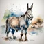 Placeholder: Donkey line art, water color