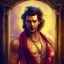 Placeholder: circus, ringleader, portrait, Arthur Kulkov, handsome, Russian, ringleader, muscular, man, strong, detailed matte painting, deep color, fantastical, intricate detail, 8k resolution, concept art portrait by Greg Rutkowski, mystical colors, Golden hour, colorful galaxy foreground, lisa frank fantasy, neon pastel color palette, beautiful colorful interesting detailed storybook fantasy