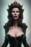 Placeholder: Kim Basinger as evil queen in black leather, busty, cleavage, curvy, angry, stern look. character design by cory loftis, fenghua zhong, ryohei hase, ismail inceoglu and ruan jia. unreal engine 5, artistic lighting, highly detailed, photorealistic, fantasy