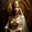 Placeholder: Oil painting in the style of Lawrence Alma Tadema and Michal Karcz and Enki Bilal. A beautiful Celtic priestess with tattoos of Celtic symbols on her upper body. She wears an open white sheer silk cape with gold symbols and a detailed headdress symbolizing the mysteries of ancient Avalon. A golden torque bracelet wraps around her upper arm. Very detailed, in the style of atmospheric tonalism. Elegant, intricate, 4k, mood lighting, perfectly lit, oil on canvas, contemporary impressionism, by Naot