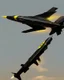 Placeholder: A black missile flying in the sky with a yellow dot