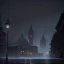 Placeholder: A very dark square in Florence in a stormy night. Snow is covering the pavement. A cathedral in the background. A black cat sitting under a streetlight. Unreal Engine. HDR. 8K.