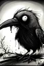 Placeholder: A raven drawn in the style of tim burton