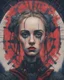 Placeholder: A portrait of a Singer Danish MØ face, cyberpunk, symmetry, hyperdetailed, painting by John Kenn Mortensen,darkblue and red tones,