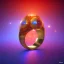 Placeholder: Ring made by wood roots and shreds of glass, orange diamonds sparkles, red rubi fragments around, blue lights reflexes, complex structure, gold details, intricate ring pattern,Unreal Engine 5, macro lens,sharp focus, photorealistic, hyper detailed, studio lighting, neon light ambient, cinematic