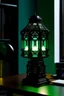 Placeholder: gaming table lamp inspired by palace, modern design, black and green color