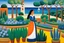 Placeholder: a woman in a garden by the sea by artist "Tarsila do Amaral"