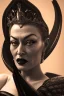 Placeholder: Joan Crawford as evil queen in black leather, busty, cleavage, dominatrix, curvy, angry, stern look. unreal 5, octane render, cinema4d, dynamic lighting, dramatic lighting, 4k, redshift render, highly detailed, hyper realistic,anthropomorphic black wolf long