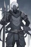 Placeholder: Armored man Drow from DnD by style of anime