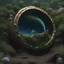 Placeholder: a shimmering ring with a tiny, lush world nestled within its center, full wide view, highly detailed, 8k