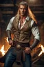 Placeholder: stunningly handsome viking warrior king, muscular, long blonde hair, male age 30, wearing jeans and a white button up shirt, tan skin, tattoos,photorealistic 4k modern fantasy