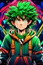 Placeholder: A beautiful portrait painting of Deku, in style of colorful comic. symmetry, hyper detailed. octanev render. trending on artstation