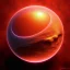 Placeholder: sphere, realism, red, calm wave inside, japan, sei worded, Iridescent, Topaz,