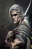 Placeholder: gladiator gray hair young medieval man with a longbow