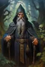 Placeholder: 1970's dark fantasy cover dnd style oil painting of an old herbalist rasputin like hero with sport outfits with minimalist far perspective. Magazine.