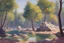 Placeholder: sunny day, trees, rocks, cosmic influence, sci-fi, epic, news snakedos youtube channel influence, friedrich eckenfelder and jenny montigny impressionism paintings