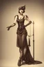 Placeholder: Full Body, burlesque Woman looking to the right, With A Bob With A Fringe Hairstyle, flapper Clothing, Steampunk