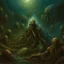 Placeholder: Music lyrics to image: " ancient Cthulhu Not dead but dreaming ...disgorged into a sea of stars!" (metal album cover artwork by Zdzislaw Beksinski, Michael Whelan, Brian Froud:1.6). ((Themes: lovecraftian horror, eldritch gods, existential dread)), masterpiece, intricate detailed, absurd res, hyperdetailed