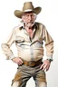 Placeholder: Bare drunk old cowboy in pants