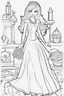 Placeholder: outline art for kids barbie coloring pages with barbie, no background, sketch style, full body, only use outline, mandala style, clean line art, white background, no shadows and clear and well outlined. should look exactly like barbie