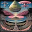 Placeholder: Pink Floyd album art for A Saucerful of Secrets, The Massed Gadgets of Lunacy, surreal, by Al Jaffee, concept art, dramatic, silkscreened, color ink illustration, album cover by Emek, expansive, smooth, Syncopated meander