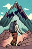 Placeholder: comic book of a book turning into a mountain with a hiker