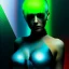 Placeholder: portrait oil on canvas, beautiful punk busty female Cyborg, looking to viewer, sad green eyes, post-apocalyptic in a cyberpunk city,minimal skintight suit, blade runner, comic book cover, mystical colors, CYAN, neon, insanely detailed,realistic,intrincate detail, 16k resolution, masterpiece, Adam hughes