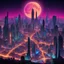 Placeholder: Neon Moon City in distance