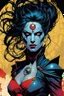 Placeholder: create an arcane, ethereal, otherworldly female Ravnos ancient antediluvian vampire shape shifter , in the comic book art style of Mike Mignola, Bill Sienkiewicz, John Romita Jr., Leonardo Romero, Simone D'ARMINI, and Jean Giraud Moebius, with highly detailed feminine facial features , modeled on Elektra Natchios, finely inked , dramatic natural lighting