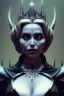 Placeholder: Constance Langdon as evil queen in black leather, leather, busty, cleavage, angry, stern look. character design by cory loftis, fenghua zhong, ryohei hase, ismail inceoglu and ruan jia. unreal engine 5, artistic lighting, highly detailed, photorealistic, fantasy