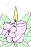 Placeholder: outline art for square Heart Candle Plumeria coloring page for kids, classic manga style, anime style, realistic modern cartoon style, white background, sketch style, only use outline, clean line art, no shadows, clear and well outlined