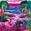 Placeholder: Magenta psychic wetlands near a beach designed in ancient Greek pottery painted by Henri Matisse