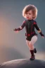 Placeholder: Black widow toddler, serious, portal, full body, jump, bokeh, hyper realistic