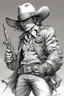 Placeholder: Cowboy with two guns by Arthur Adams, Joe Madureira, Brian Bolland, highly detailed, pencil sketch, ultra realistic, dynamic pose, hight quality inking art