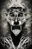 Placeholder: Surrealistic black metal corpsepaint man portrait with geometric structure