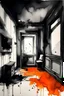 Placeholder: Watercolor black and white with orange little dark room